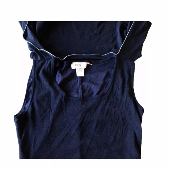 VTG Jodi California Sheer Jacket Dress Tie Front M Blue Contrast Made In USA - Picture 12 of 16